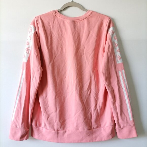 Adidas Womens Bright Pink Crew Neck Long Sleeve Pullover Sweatshirt Size Large - Picture 4 of 10